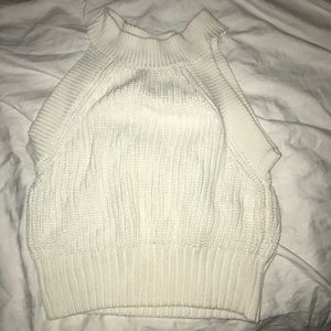 White crochet halter crop top